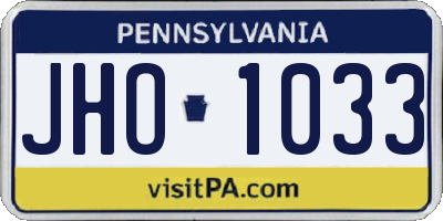PA license plate JHO1033