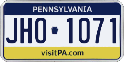 PA license plate JHO1071
