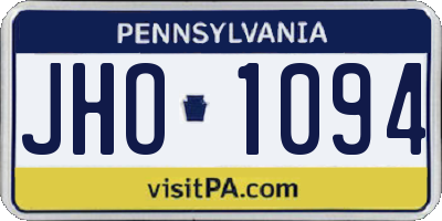 PA license plate JHO1094