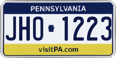 PA license plate JHO1223