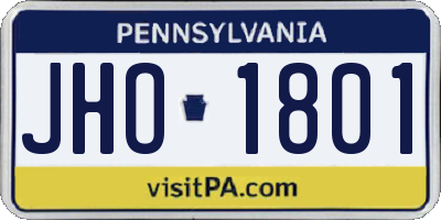PA license plate JHO1801