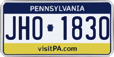 PA license plate JHO1830