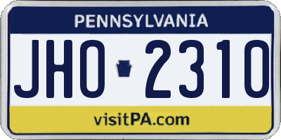 PA license plate JHO2310