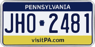 PA license plate JHO2481