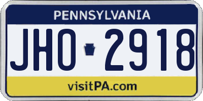 PA license plate JHO2918