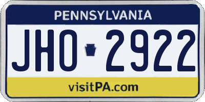 PA license plate JHO2922