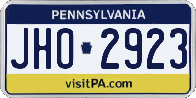 PA license plate JHO2923