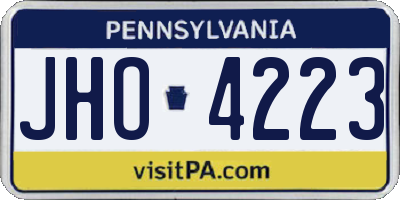 PA license plate JHO4223