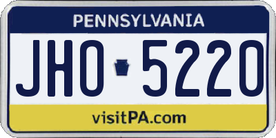 PA license plate JHO5220