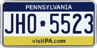 PA license plate JHO5523