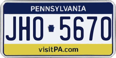 PA license plate JHO5670