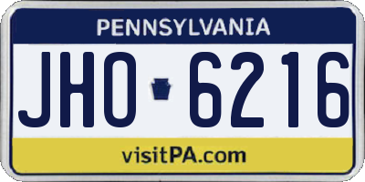PA license plate JHO6216