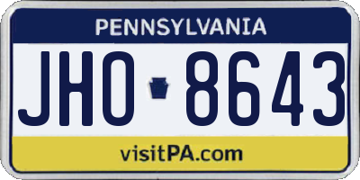 PA license plate JHO8643