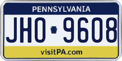 PA license plate JHO9608