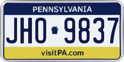 PA license plate JHO9837