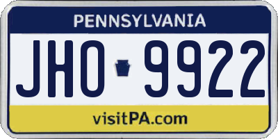 PA license plate JHO9922