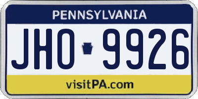 PA license plate JHO9926