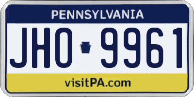 PA license plate JHO9961