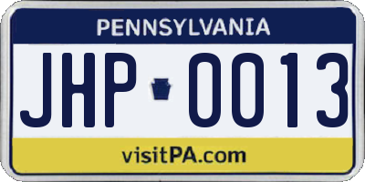 PA license plate JHP0013