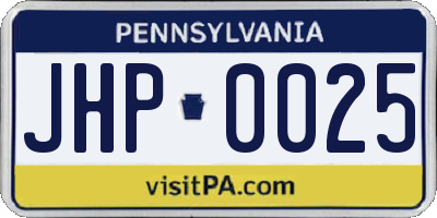 PA license plate JHP0025