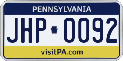 PA license plate JHP0092
