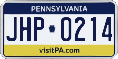 PA license plate JHP0214