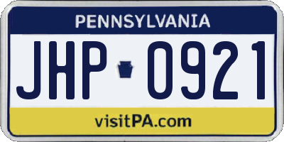 PA license plate JHP0921