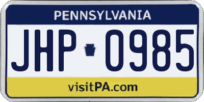 PA license plate JHP0985