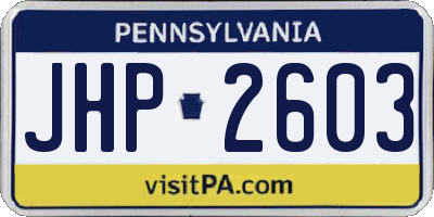 PA license plate JHP2603