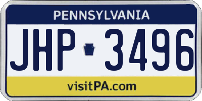 PA license plate JHP3496