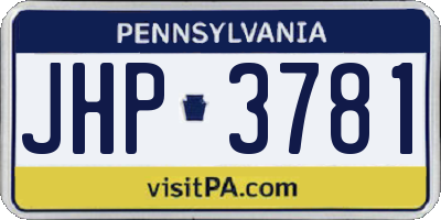 PA license plate JHP3781