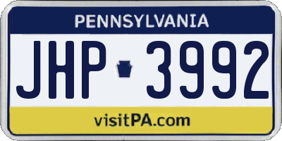 PA license plate JHP3992