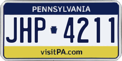 PA license plate JHP4211