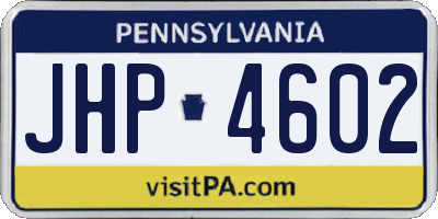 PA license plate JHP4602