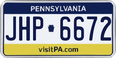 PA license plate JHP6672