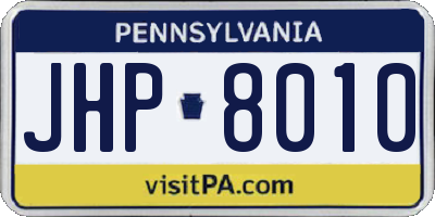 PA license plate JHP8010