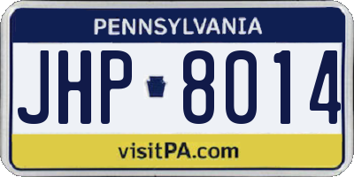 PA license plate JHP8014