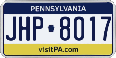 PA license plate JHP8017