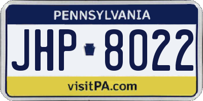 PA license plate JHP8022