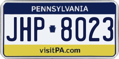 PA license plate JHP8023