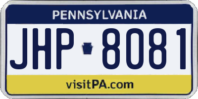 PA license plate JHP8081