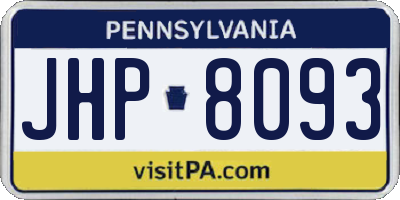 PA license plate JHP8093