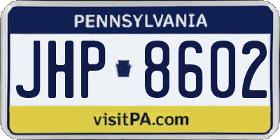 PA license plate JHP8602