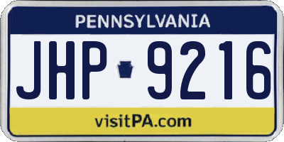 PA license plate JHP9216