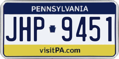 PA license plate JHP9451
