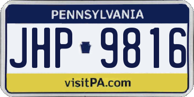 PA license plate JHP9816