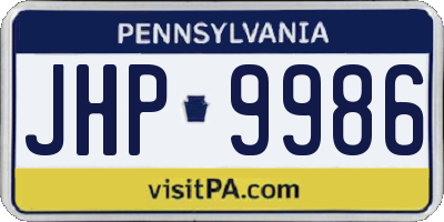 PA license plate JHP9986