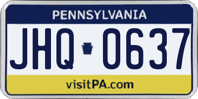 PA license plate JHQ0637