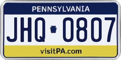 PA license plate JHQ0807