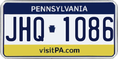 PA license plate JHQ1086